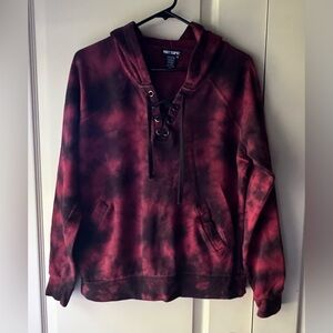 Hot Topic Women Burgundy Tie-Dye Hoodie